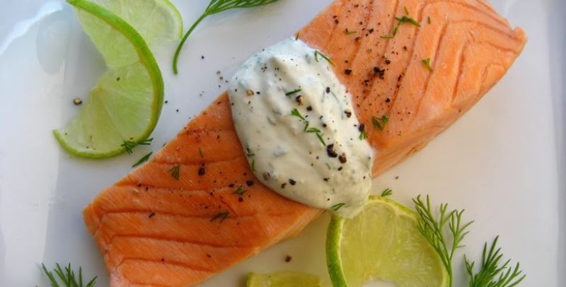 Poached Salmon with Lemon Dill Sauce recipe