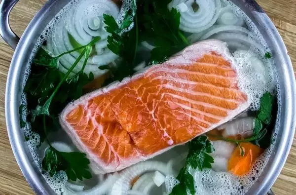 Poached salmon process