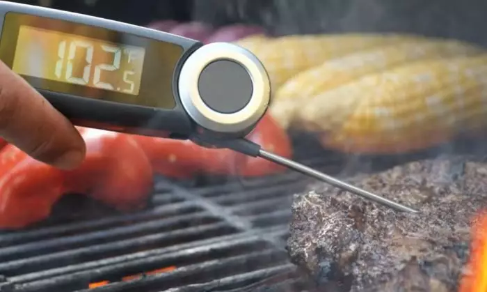 Use of Meat thermometer in cooking meat.